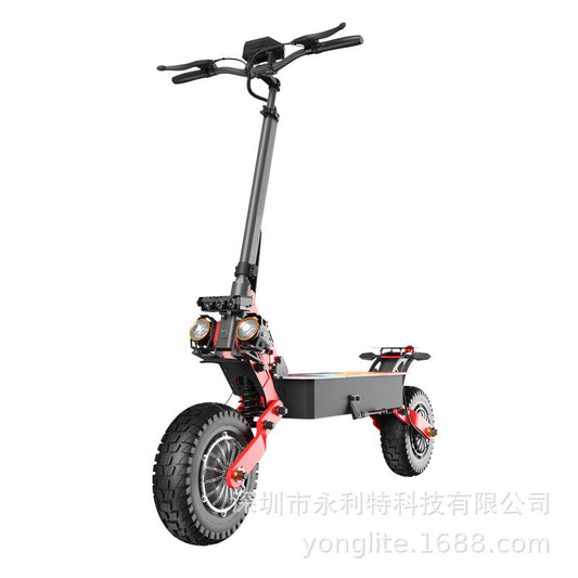 Cross-border Hot Sale 11 Inch New Off-road Electric Scooter Lithium Battery 2400W Luminous Bottom Plate Folding Electric Car